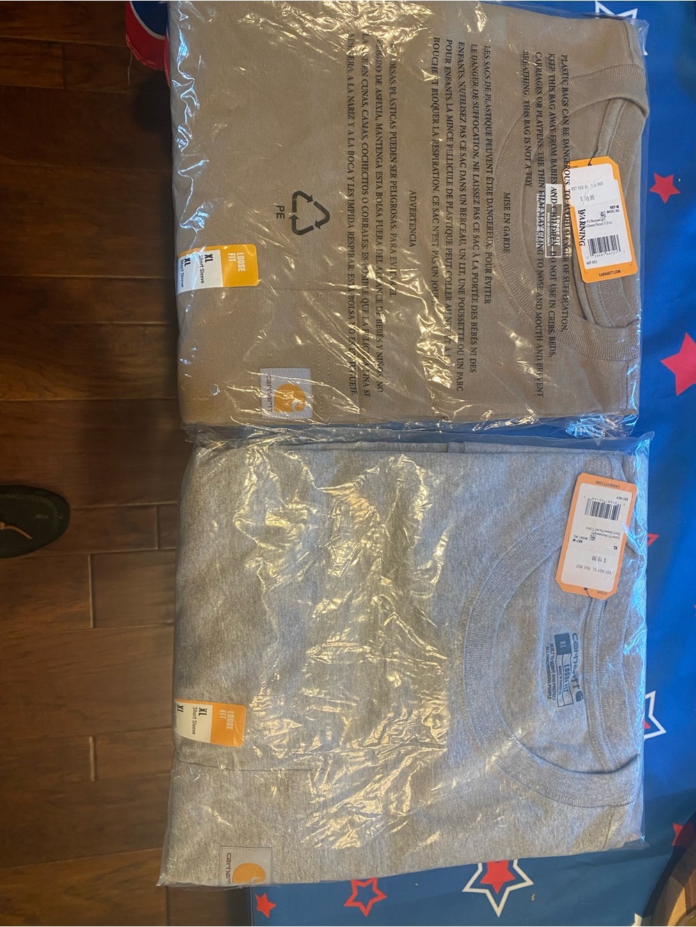 Carhartt Short-Sleeve Pocket T-Shirt in Heather Gray and brown (2 shirts)